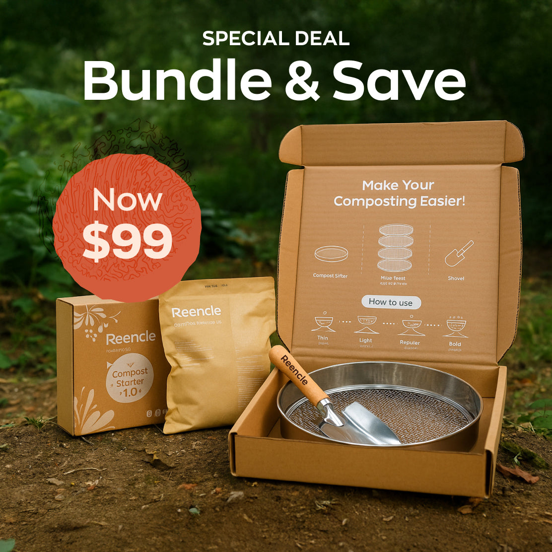 Compost Starter 1.0 + Sifter Bundle